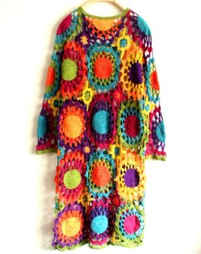 100% Cotton Classic Vintage Long Hand Crochet Evening Dress