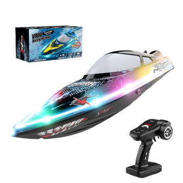 Flytec V006 High-Speed RC Speed Boat: 30KM/H, Multi LED Lights, Water Cooling System, One-Click Reset & Demo Cruise Function - Remote Control Toy