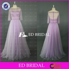 CE813 Elegant Off-the-shoulder Half Sleeve Floor Length Purple Evening Gown Dress