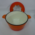 Orange emaljerad gjutjärn Fondue pott Set