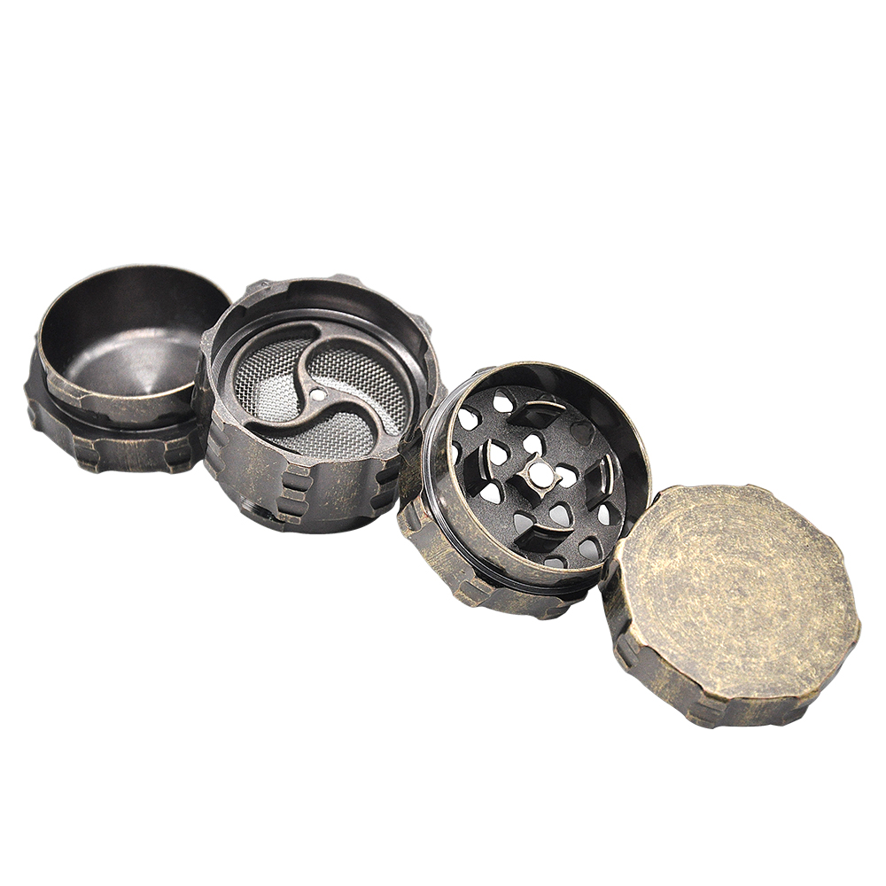 Heavy Duty Durable Zinc Alloy 45mm 4 parts Herb Grinder Weed Grinder with blade teeth herb crusher custom logo