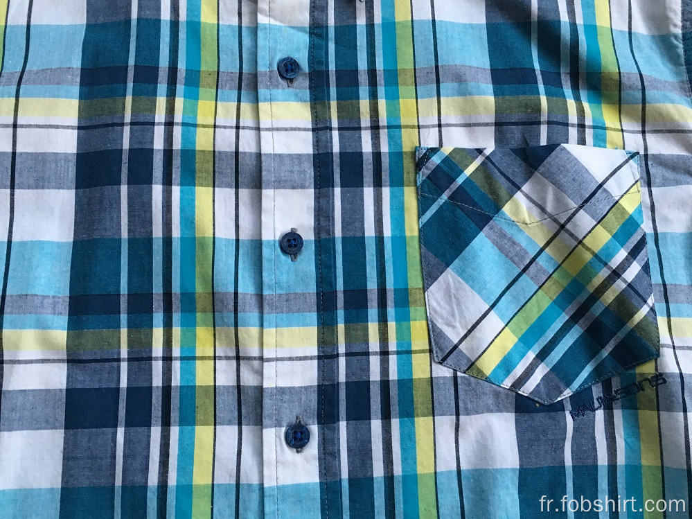 Chemise à carreaux à manches courtes pour homme