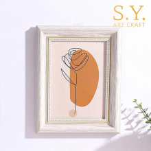 White Wood Grain Gold Border Frame