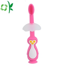 Kids Oral Care Silicone Soft Bristle Penguin Toothbrush