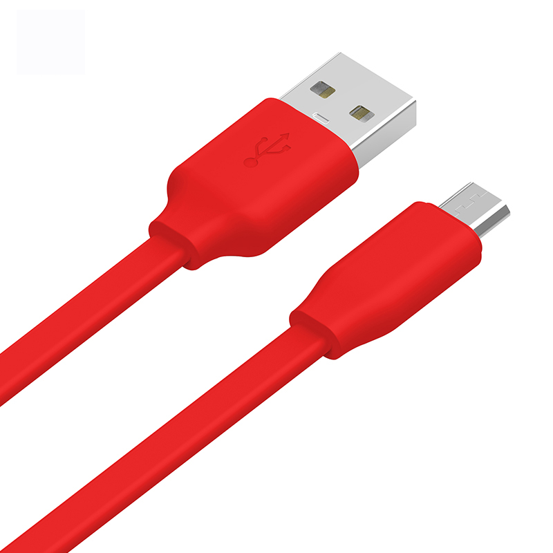 OEM ODM Manufacturer  Fast Speed USB 2.0 to Micro USB Flat  Phone Charging and Data Aux Cable White PVC for Cellphone Android