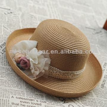 Ladies Hot Sell Summer Paper Straw Fedora Hat Cheap Wholesale