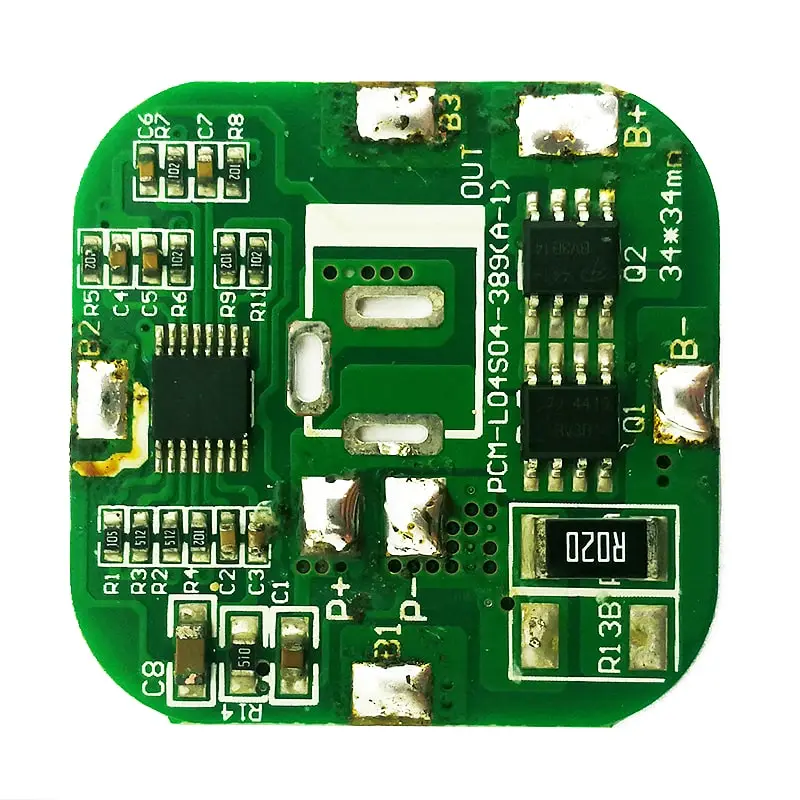 4s 4A PCM BMS for 14.4V 14.8V Li-ion/Lithium/ Li-Polymer 12V 12.8V LiFePO4 Battery Pack Size L34*W34*T3mm (PCM-L04S04-389)