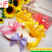 Factory Jacquard Hear Satin Center Organza Ribon Grosgrain Satin Double/Single Face Taffeta Ribbon with Beautiful Colors for Wrapping/Xmas/Gifts