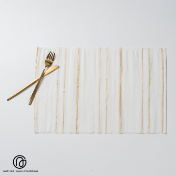 Handcrafted Linen Placemats with White Gold Stripes