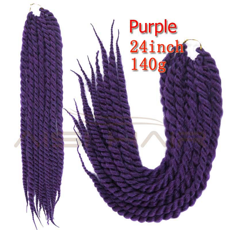 24'' Long Colored Crochet Braid Hair Extension Synthetic Mambo Crochet Twist Hair For Women