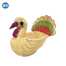 Haosen High Quality Handwoven Durable Peacock Shape Plastic Rattan Basket