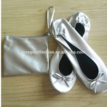 PU Leather Folding Ballet Flat Shoes