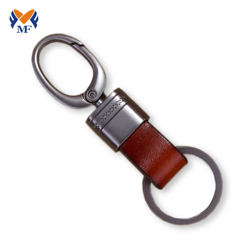 Genuine Leather Hook Keychain Ring For Men