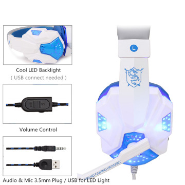 Fone de ouvido estéreo brilhante para jogos com fio de computador e microfone com microfone LED luz para PC