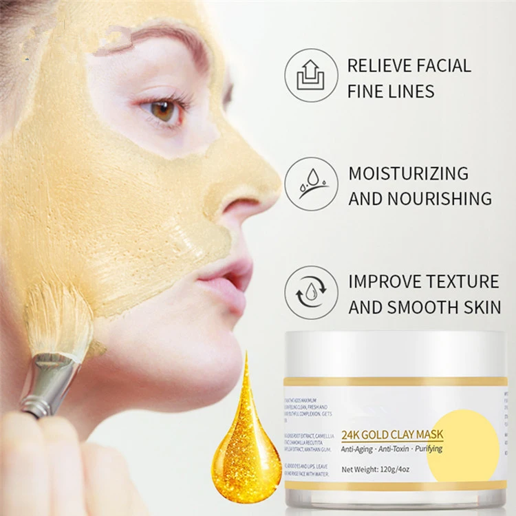 OEM Custom Skin Care Anti-Wrinkle Face Mask 24K Gold Luxury Brightening Clay Facial Mask