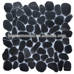 Irregular size Black color Pebble stone mosaic