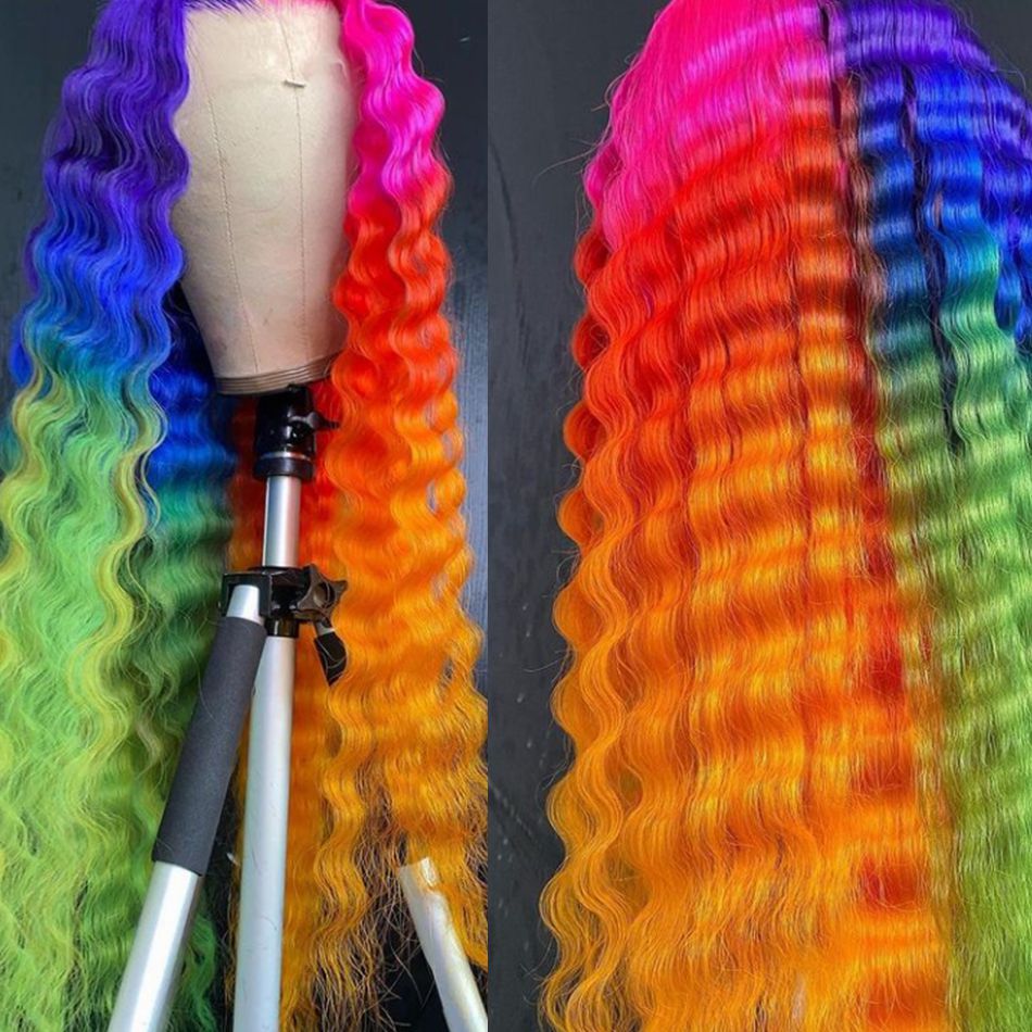 Unprocessed Indian Virgin Human Hair Lace Wig Vendor Wholesale Transparent 13x4 Front Lace Wig HD Deep Wave Human Hair Wigs