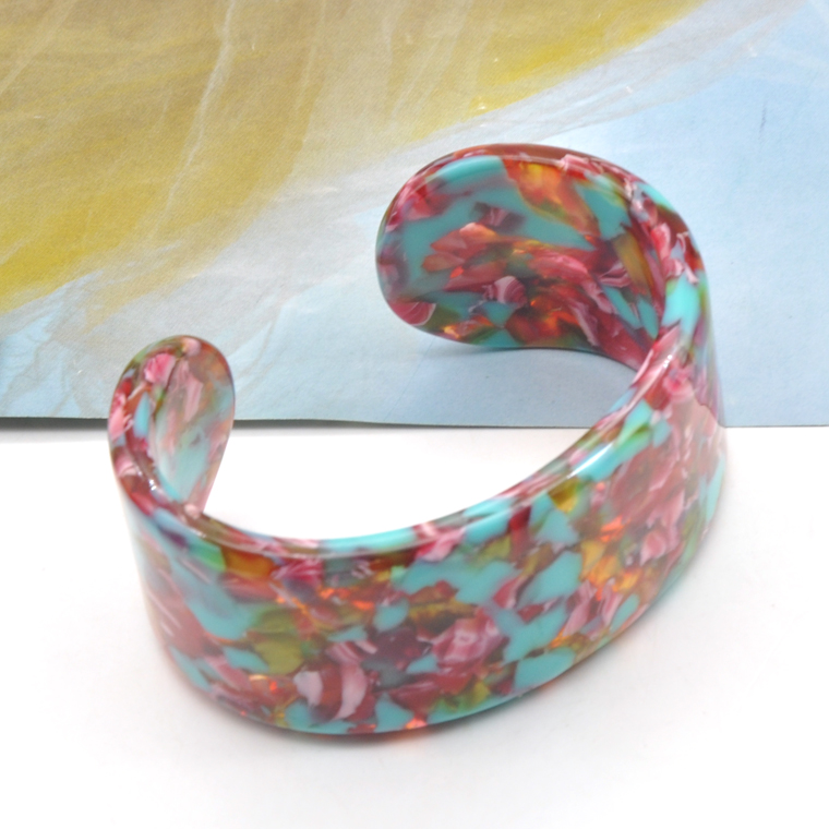 Fashion colorful acetate cuff bracelet for women custom round bangle jewelry