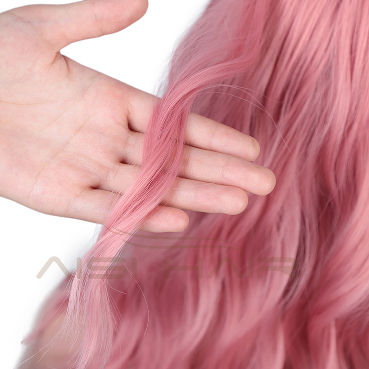 Aisi Hair Wholesale Top Quality Short Bob Pink Wig With Neat Bangs Synthetic Short Curly Wave Wigs For Black Women