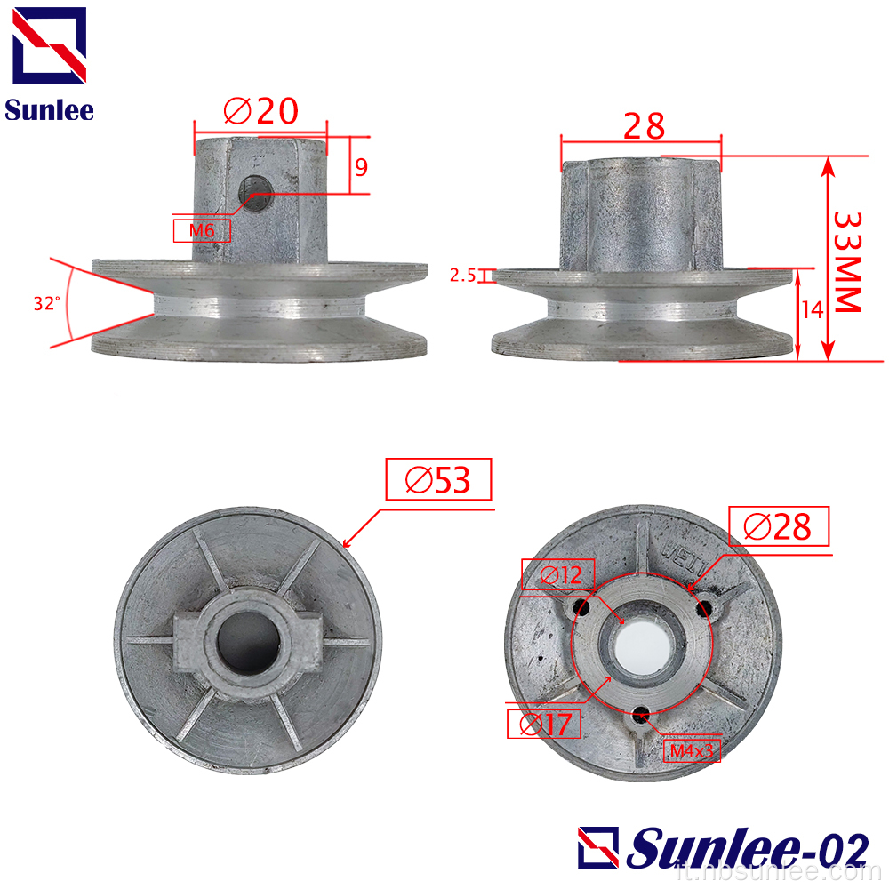 Puleggia in alluminio pressofuso per lavatrice D53mm