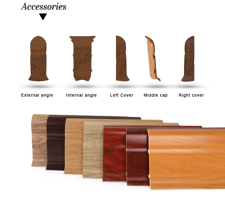 Decorative Wood Grain pvc baseboard PVC skirting board,F80-A