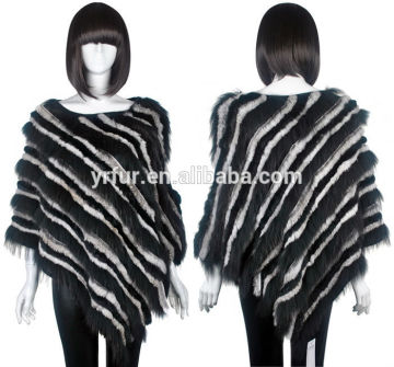 YR104 Fur Capes Shawls/Real Rabbit and Raccoon Fur Poncho