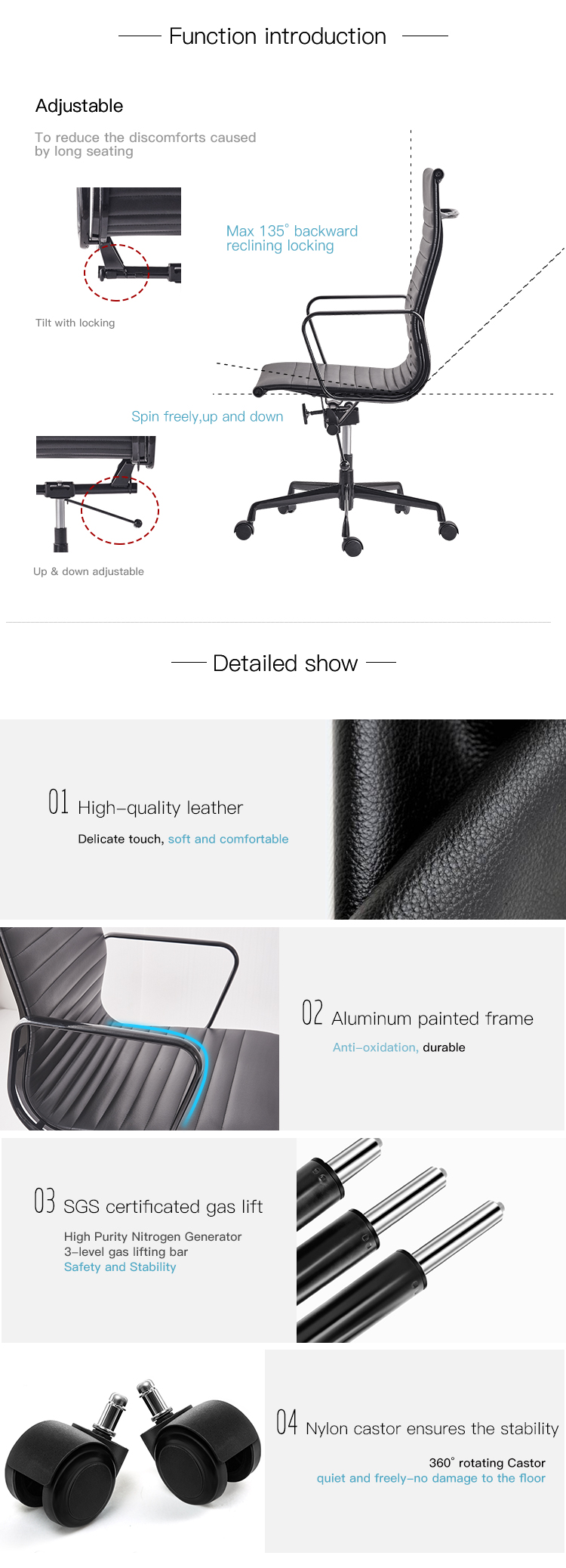 Wholesale Price Boss Manager High Back Ergonomic Swivel Executive PU Leather Office Chair With Headrest