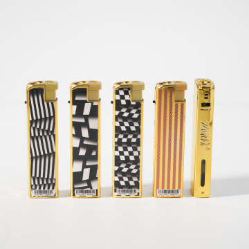 Jet flame grid pattern metal cover piezo lighter