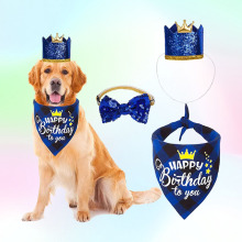 Custom Pet Bandanas and Scarf Dog Birthday Party Decoration Set - Blue Dog Bandana Birthday