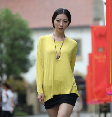 custom t shirt lady silk long sleeve casual style