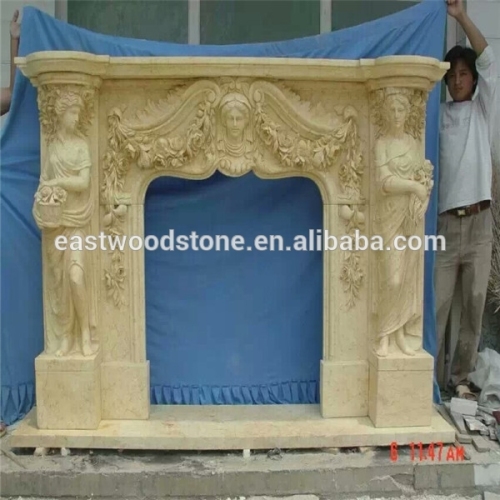 Natural marble fireplace mantel