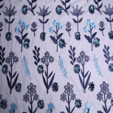 3D Milky Yarn Flower Glitter Spangle Embroidery Fabric