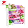 Rangement en bois pour enfants avec 12 bacs