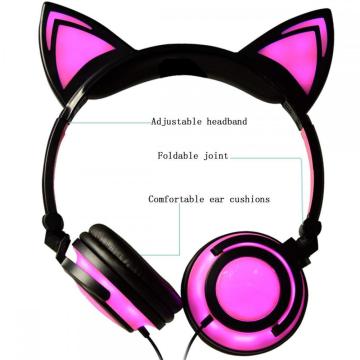 charging lighting cat ear headphone for kids