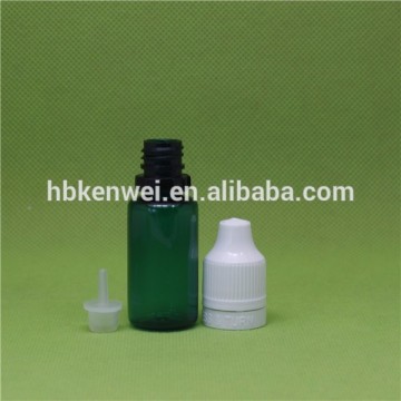 green color pet plastic e liquid bottle 10ml with black tamper&childproof cap