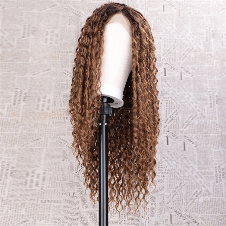 Vigorous Curly Hair Lace Front Wigs Synthetic Heat Resistant Fiber Hair Long Wigs Honey Blonde Wigs for Women