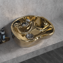 Gold Ceramic Shampoo Sink for Beauty Salons and Barber Shops
