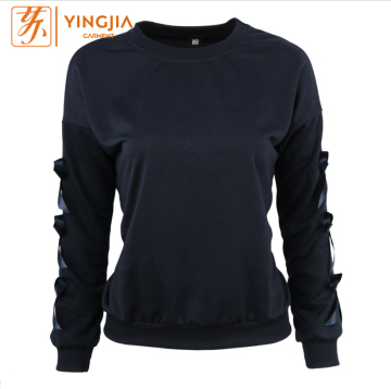 Women's Long Sleeve Arm Bow Decorative Pullover Sweatshirt
