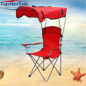 Portable foldable outdoor beach chair with shade