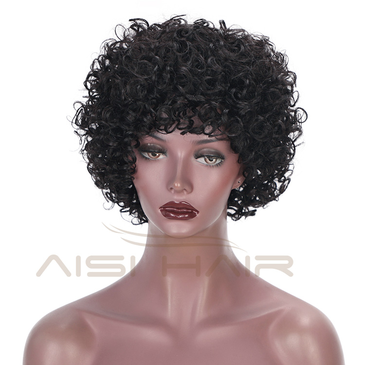 Aisi Hair Short Brazilian Human Hair Wigs Natural Black Machine Made Afro Curly Human Hair Wigs For Black Women