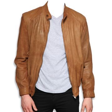 Men's Washed Leather Jacket with Anti-brass Snap Buttons, Available in Camel Color