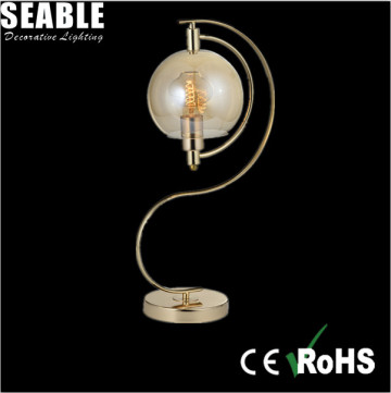 Hot selling home decoration fancy metal glass gold bedside table lamp