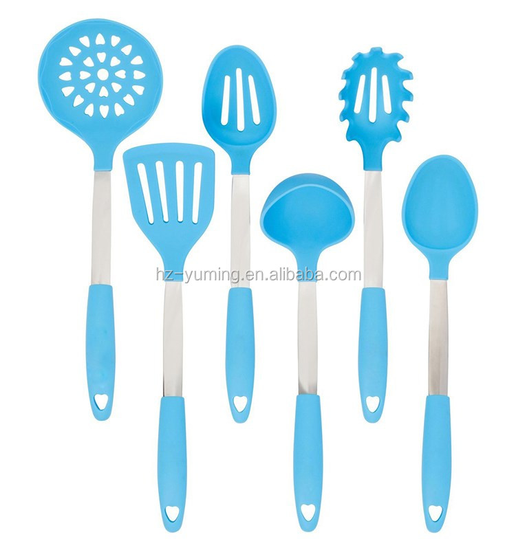 Amazon Best Selling Products Set Of 6 Stainless Steel Silicone Kitchen Utensils