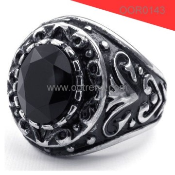 Stainless steel Classic onyx black gemstone vintage men's ring