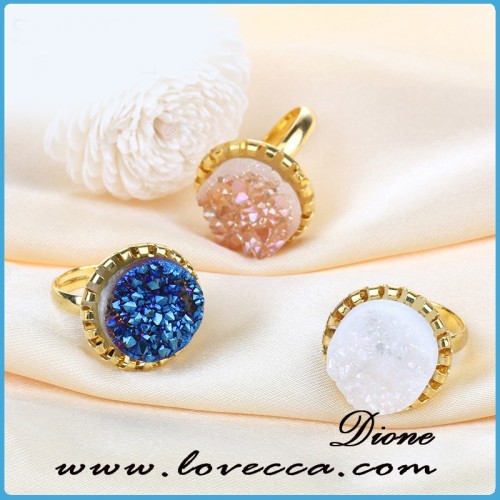 Gold rings designs for ladies, Gold Plated Druzy Stone Rings