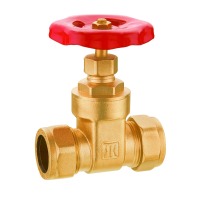 Brass Gate Valve With Compression,Red Hand Wheel