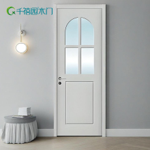 White Arch Glass Panel Interior Wooden Door