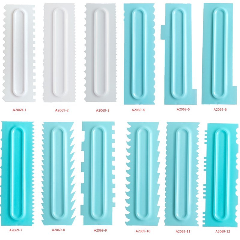 31styles Plastic Cake Cream Scraper Blue and White smoother scrapers cake pattern tool set Cake baking Tools