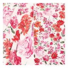 Digital Printing Soft Pink Rose Jacquard Crinkle Chiffon Polyester Fabric