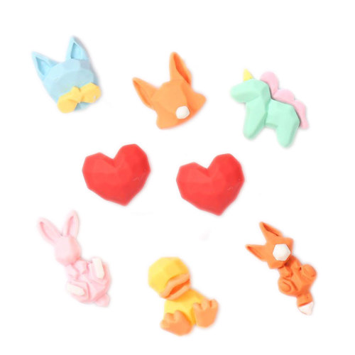 100 pièces mignon Mini dessin animé Section Animal dos plat coeur à facettes résine Cabochons Scrapbooking bijoux à bricoler soi-même artisanat décor accessoire